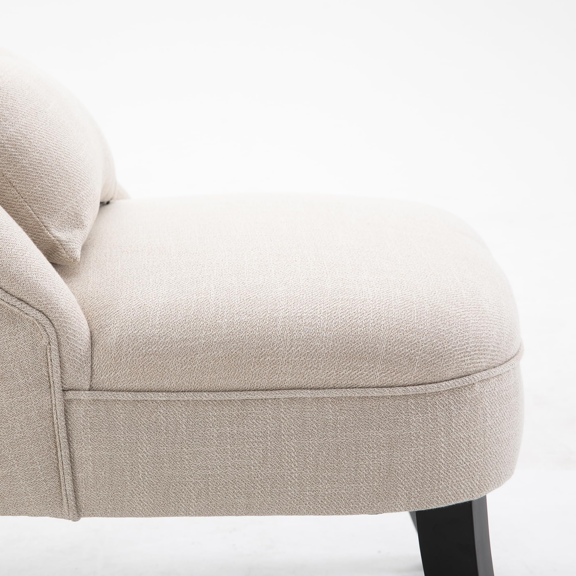 HOMCOM Loungesessel Ruhesessel mit Rückenkissen Holzbeine Cremeweiß | Relaxsessel, Sessel, Lesesessel mit Leinenoptik, Polstersessel für Schlafzimmer