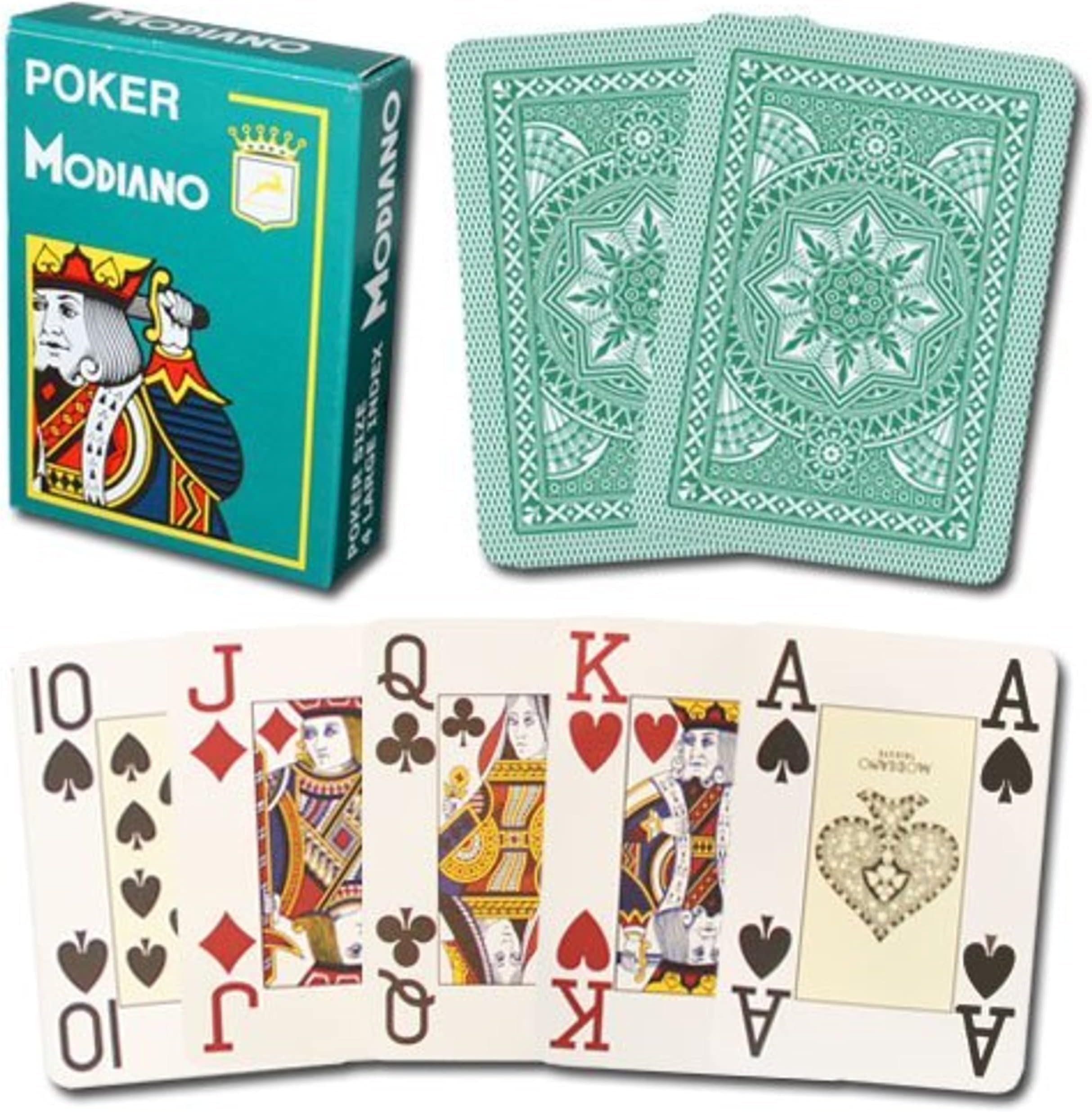 Modiano 100% Plastic Playing Cards Cristallo 4 Pip Jumbo Index (Dark Green)
