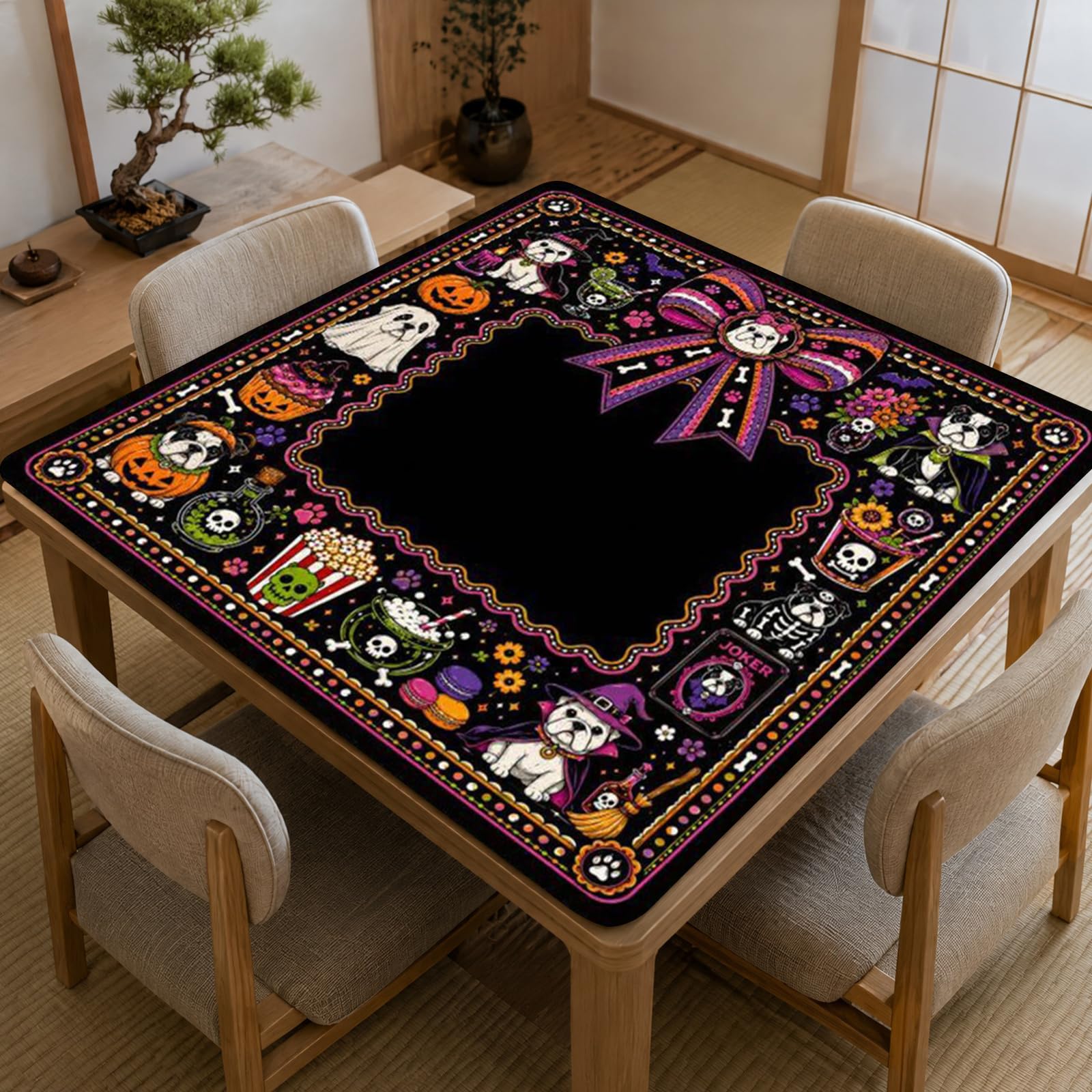 Tappetino per Halloween Mahjong, protezione antiscivolo per giochi da