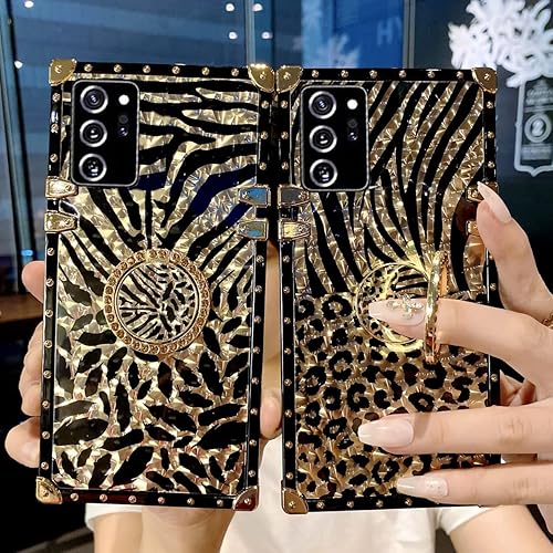 Miniatura 2 de Funda para Samsung Galaxy A52, diseño de caja de lujo para mujeres y niñas, diseño de caja dorada con purpurina dorada, diseño de leopardo, funda