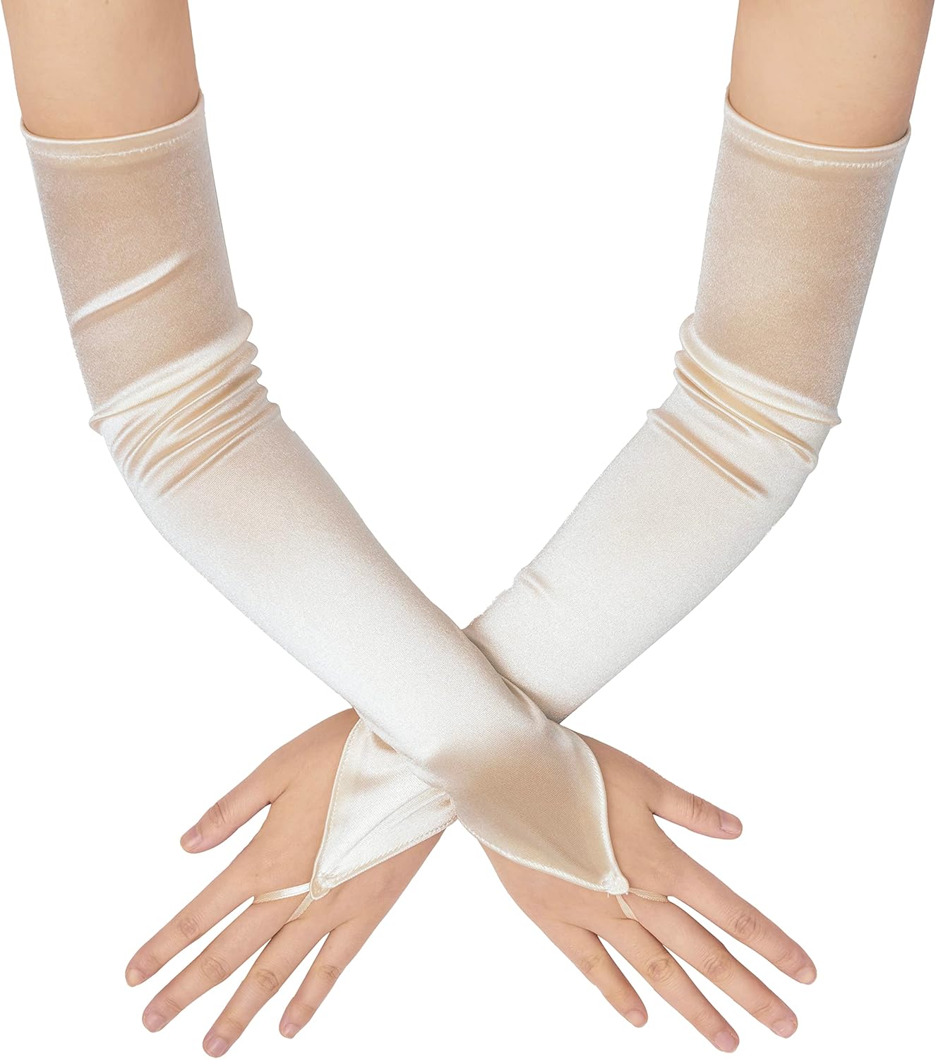 BABEYOND Long Opera Party 20s Satin Gloves Stretchy Adult Size Elbow Length