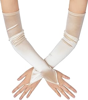 Long Opera Party 20s Satin Gloves Stretchy Adult Size Elbow Length