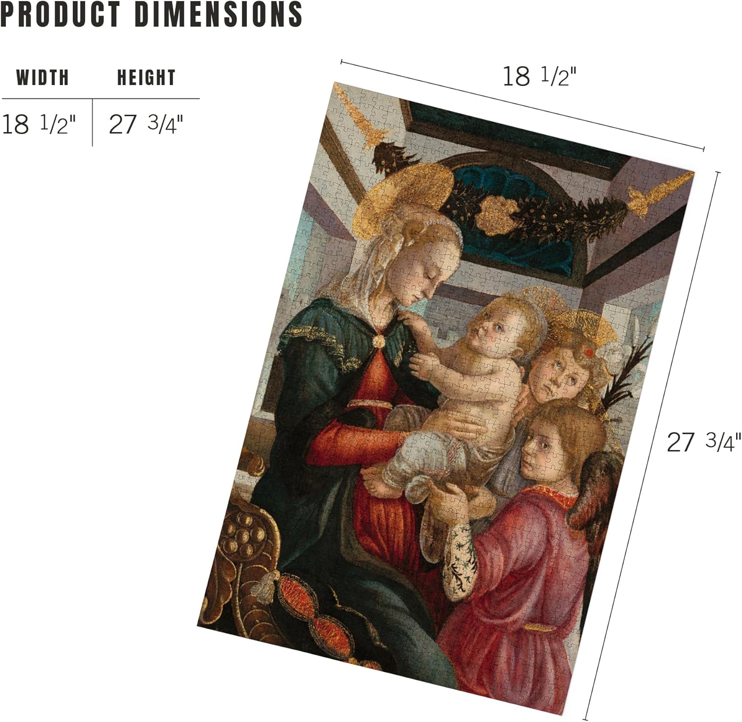 Lantern Press Madonna and Child with Angels, Masterpiece Classic, Artist: Sandro Botticelli c. 1465 1000 Piece Jigsaw Puzzle for Adults, Made in USA with Reference Poster