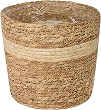 Wickerfield Natural Seagrass Basket for Indoor Plant Decorayion Garden Planter with Waterproof Liner (Medium)