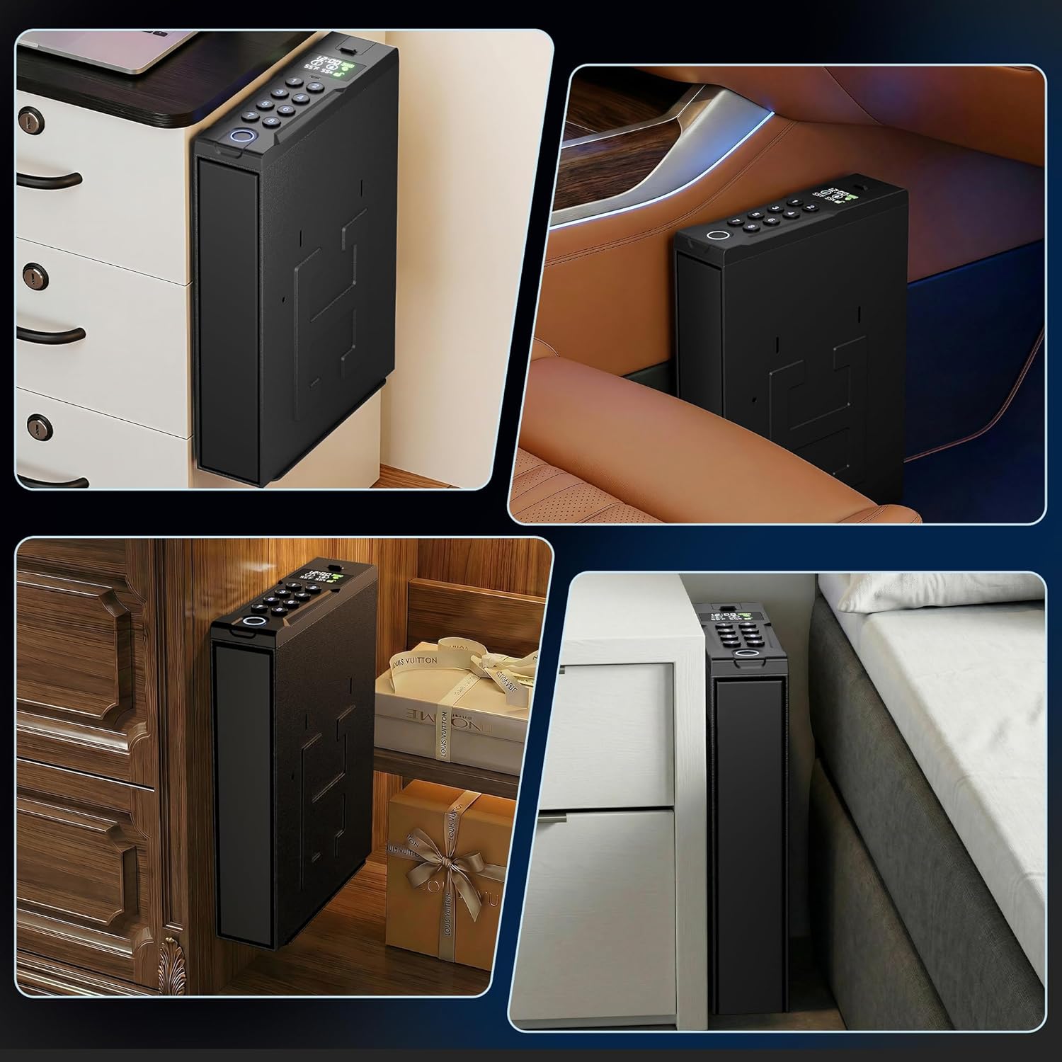 Biometric Gun Safe for Handgun, Fingerprint Handgun Safe for Home, 0.2S Quick Access Pistol Case with APP Control, Digital Keypad and LCD Display, Hand Gun Case for Nightstand, Bedside, Desk