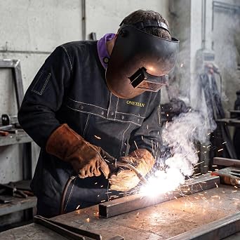 Leather Welding Jacket, Cape Sleeves with Bib Apron