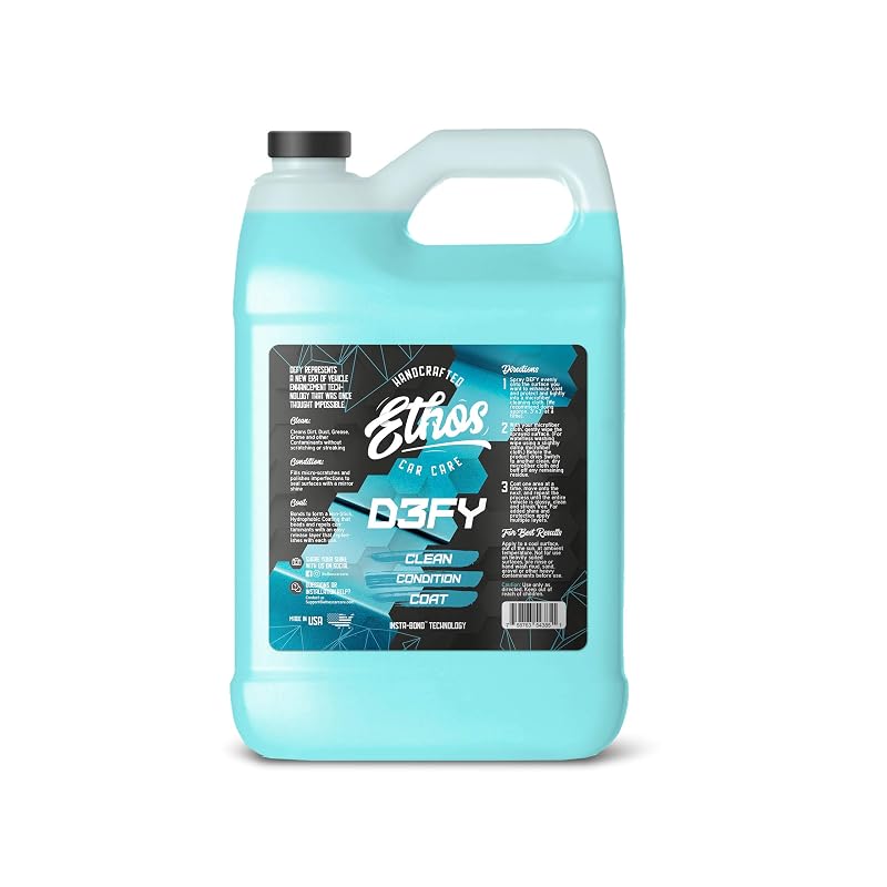 Ethos Defy Spray para Lavagem Automotiva sem Água com Cera e Selante Cerâmico SiO2, Limpeza e Brilho, Frasco de 3,8 L