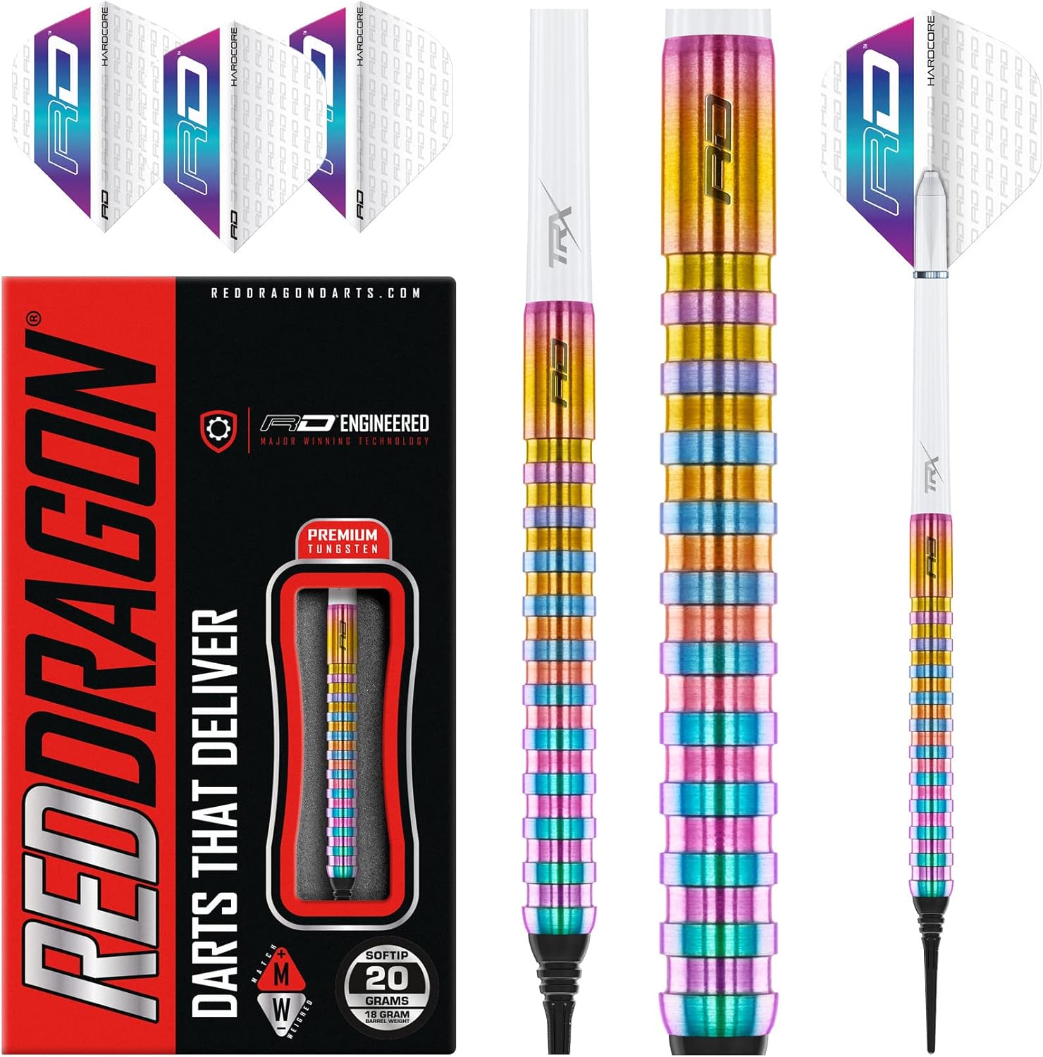 RED DRAGON Javelin Series Premium Tungsten Softip Darts Set with