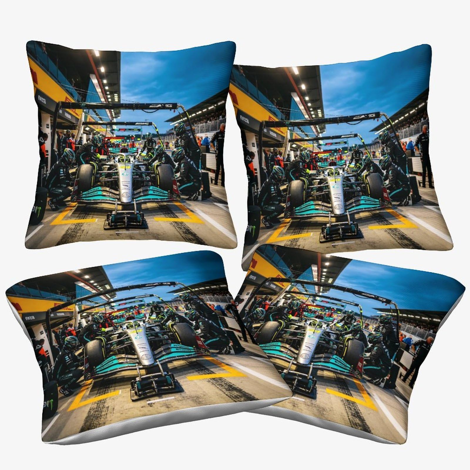 Xiaopangxy Mercedess Racing Microfiber Cushion Covers 45X45cm, 4 Pcs, Soft Decorative Dusky Pink Throw Pillow Cases, Pit Stop Pillowcases With Invisible Zipper For Home Couch Sofa Bed
