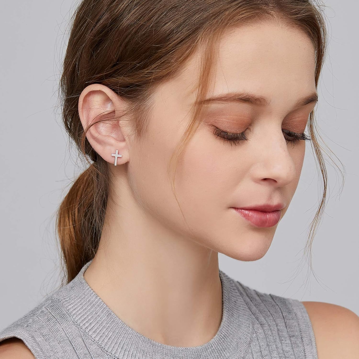 Han han 925 Sterling Silver Cross Earrings for Women and Men