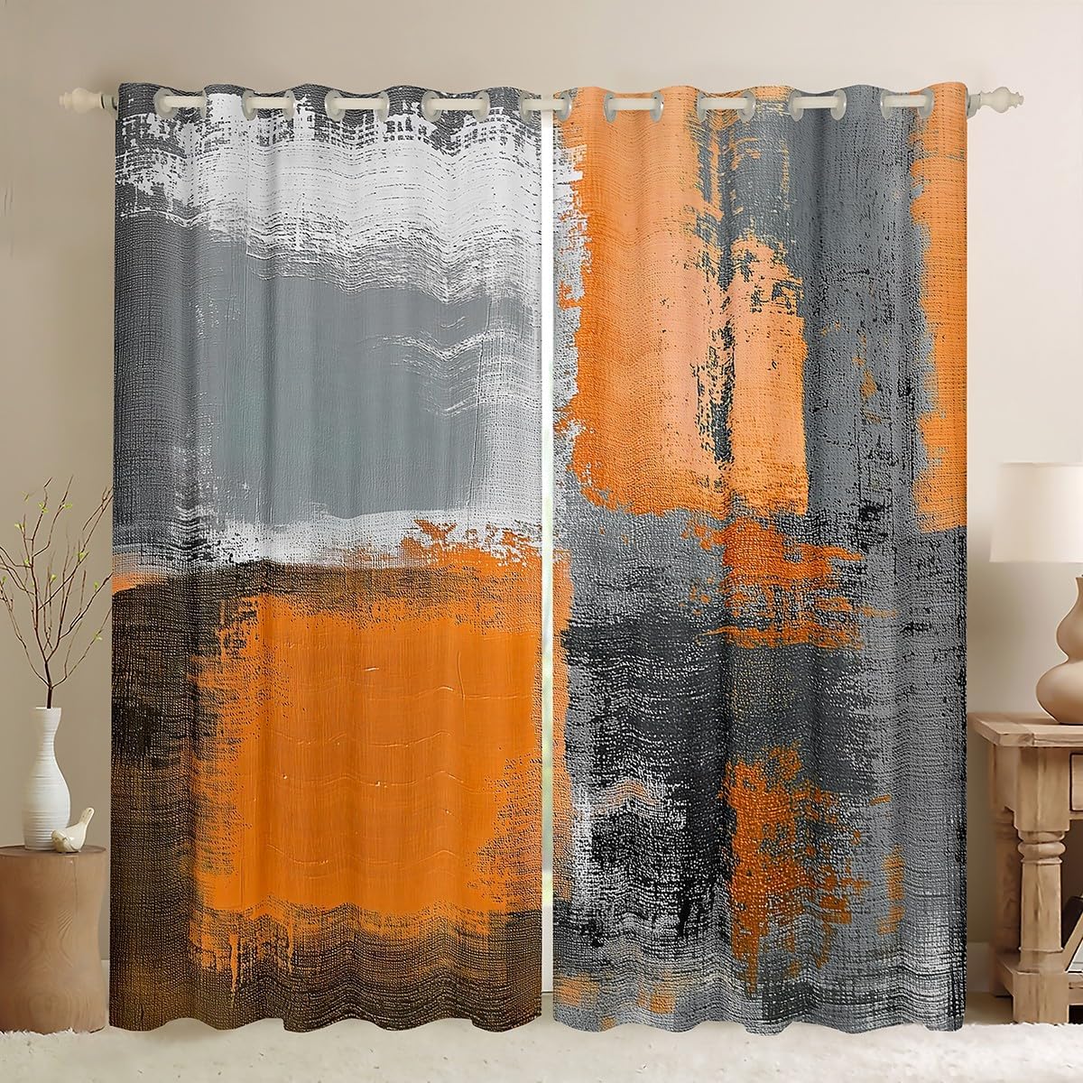 Erosebridal Abstract Grunge Blackout Curtains Watercolor Curtains, Graffiti Drapes Hippie Fluid Ink Bedroom Decor, Aesthetic Oil Painting Window Treatments