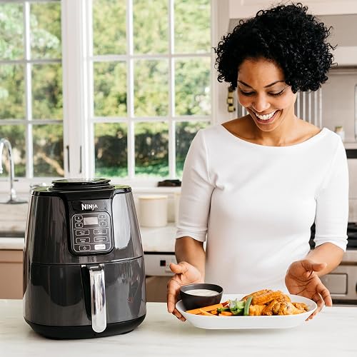NINJA Air Fryer, 3,8L, 4-en-1, Sans Huile, Frire à l'air, Rôtir, Déshydrate, Panier Antiadhésif Compatible Lave-Vaisselle, 2-4 Portions, Digitale, Gris et Noir, AF100EU - 6