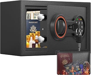 Mini Safe Tresor mit Zahlenschloss Schlüssel, 7.5L MöBeltresor Klein mit Feuerfeste Tasche, Kleiner Tresor für Zuhause Sicherheitssafe,Tresore Kinder für Geld Medikamente Wertsachen Bargeld