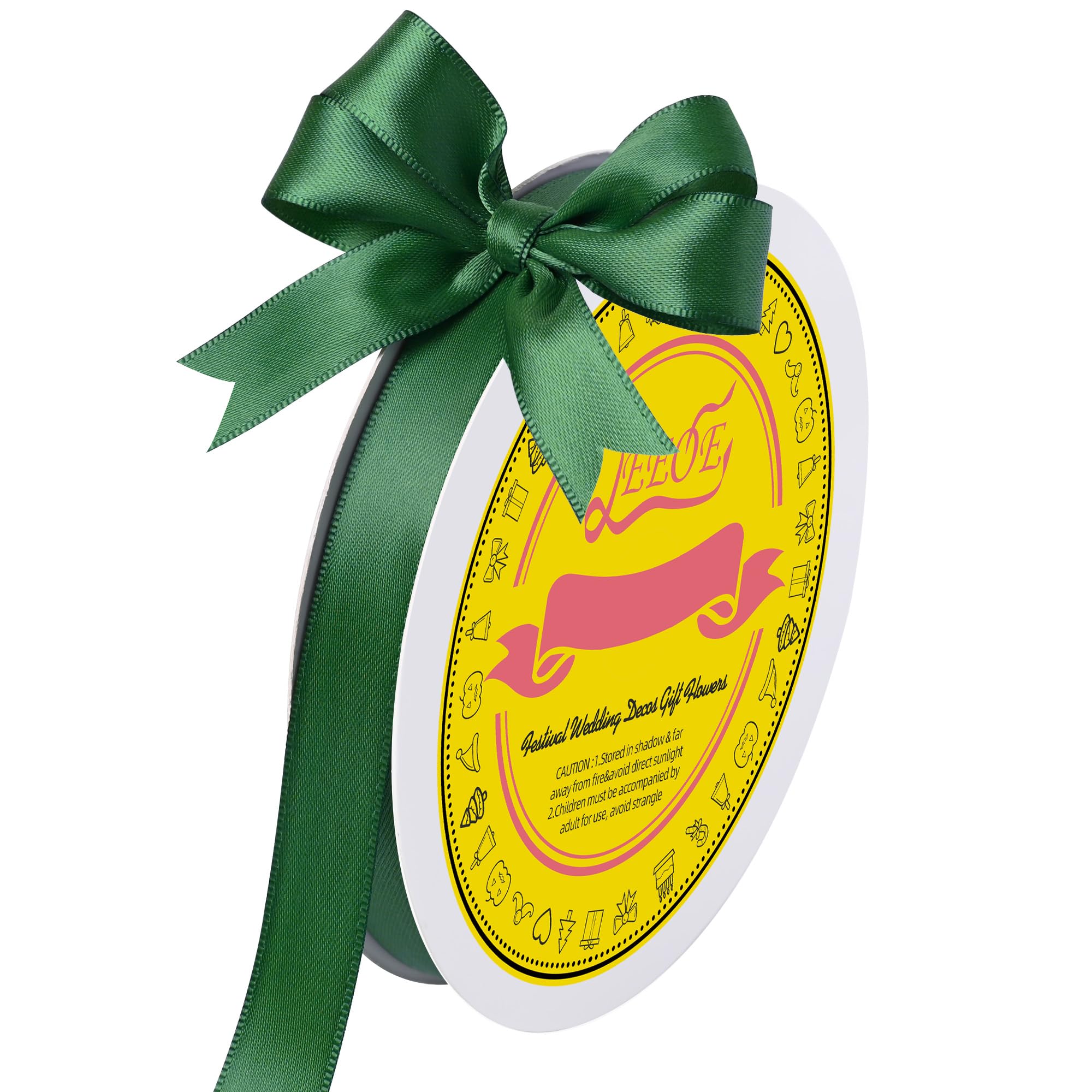 Double Face Forest Green Satin Ribbon 5/8 inch X 50 Yards Polyester Forest Green Ribbon for Gift Wrapping Very Suitable for Weddings Party Invitation Decorations and More