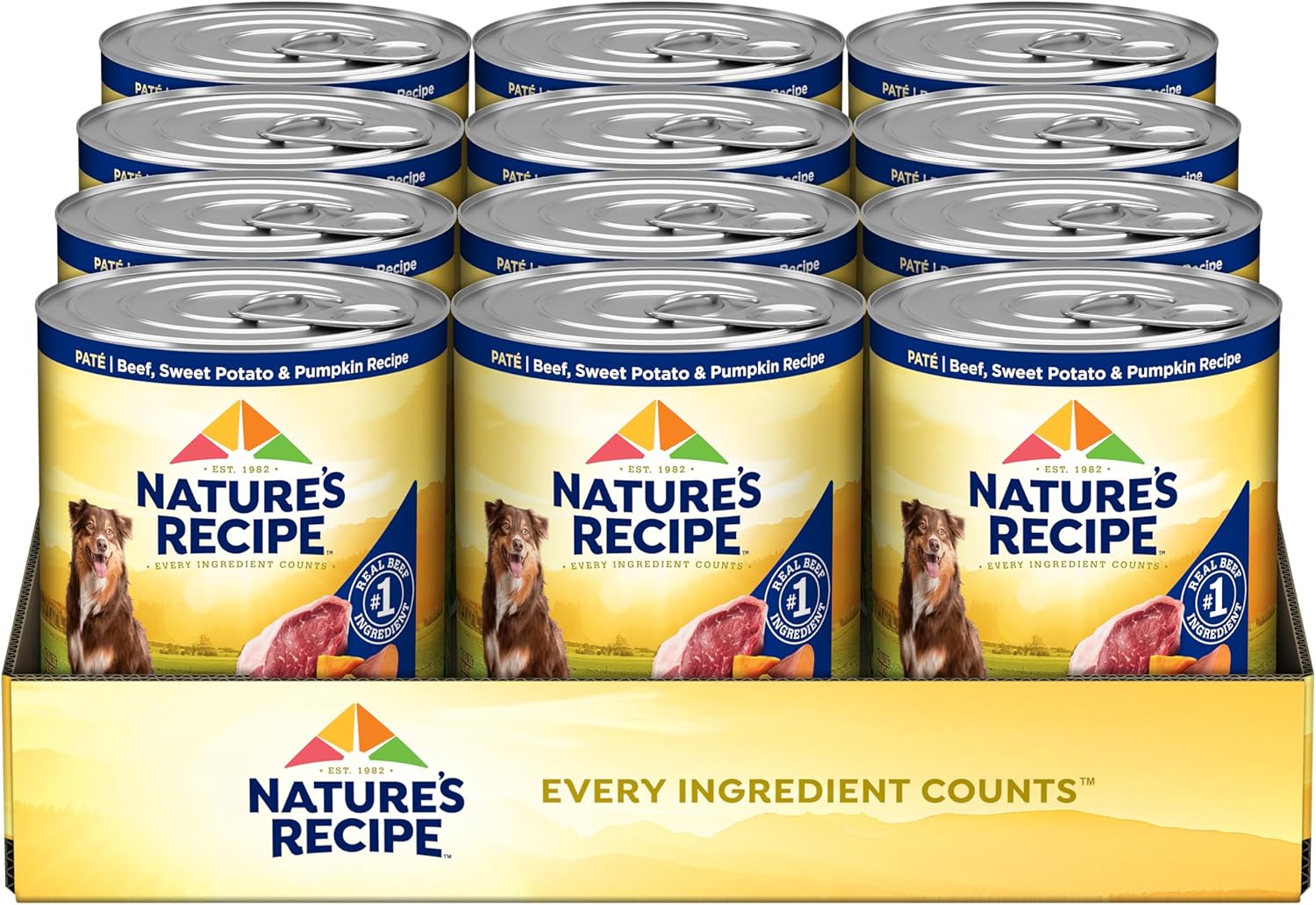 Nature’s Recipe Grain Free Wet Dog Food Beef, Sweet Potato, and Pumpkin Recipe, 13 oz. Can (Pack of 12)
