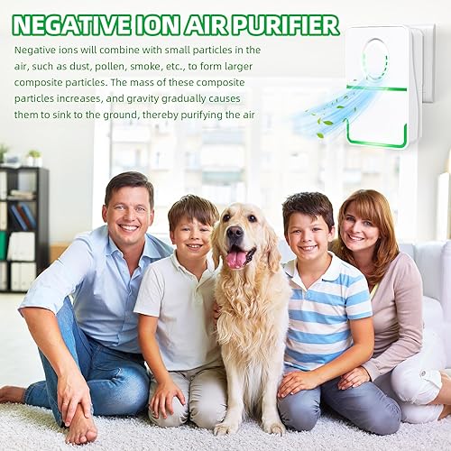 Miniatura 7 de Paquete de 8 purificadores de aire enchufables, ionizador de aire negativo 2025 para uso doméstico, mini filtro de aire móvil sin filtro con luz