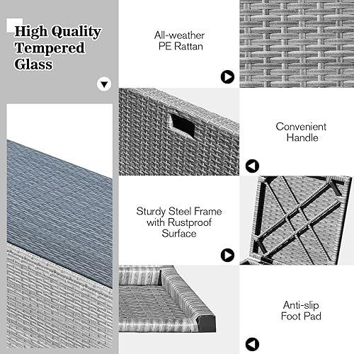 Miniatura 7 de Tangkula Patiojoy - Juego de muebles de mimbre de 8 piezas, juego de conversación de ratán PE para exteriores que ahorra espacio con caja de