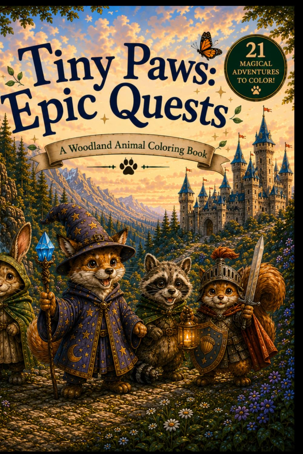 Tiny Paws: Epic Quests: A Woodland Animal Coloring Book