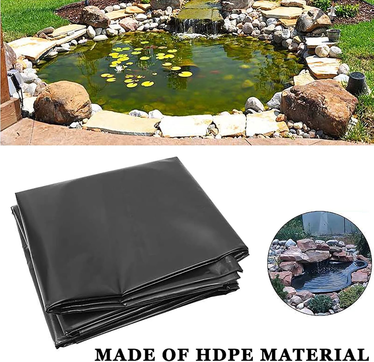 Pond Liner, Pond Skins, 20 Mil Easy Cutting Underlayment Pond Skins,for Ponds Lakes Waterfall Streams Fountains Water Gardens Retention Basins (Size : 1x2m/3.28x6.56ft) (1x5/3.28x16.4ft)