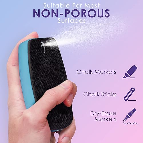 Miniatura 10 de Loddie Doddie Borrador magnético de borrado en seco 2 en 1, espray de limpieza de pizarra blanca y borrador magnético en seco, borrador ergonómico