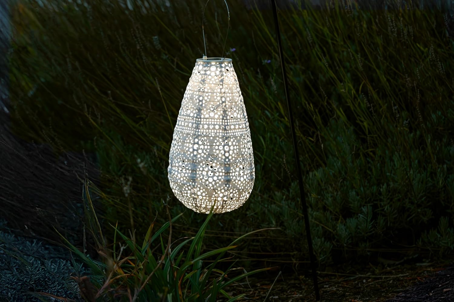 Allsop Soji Stella Teardrop Blossom Solar Lantern, 14" Outdoor Hanging Light – Waterproof Tyvek® Patio, Garden & Yard Decor, Solar Powered LED with Stainless Steel Hardware