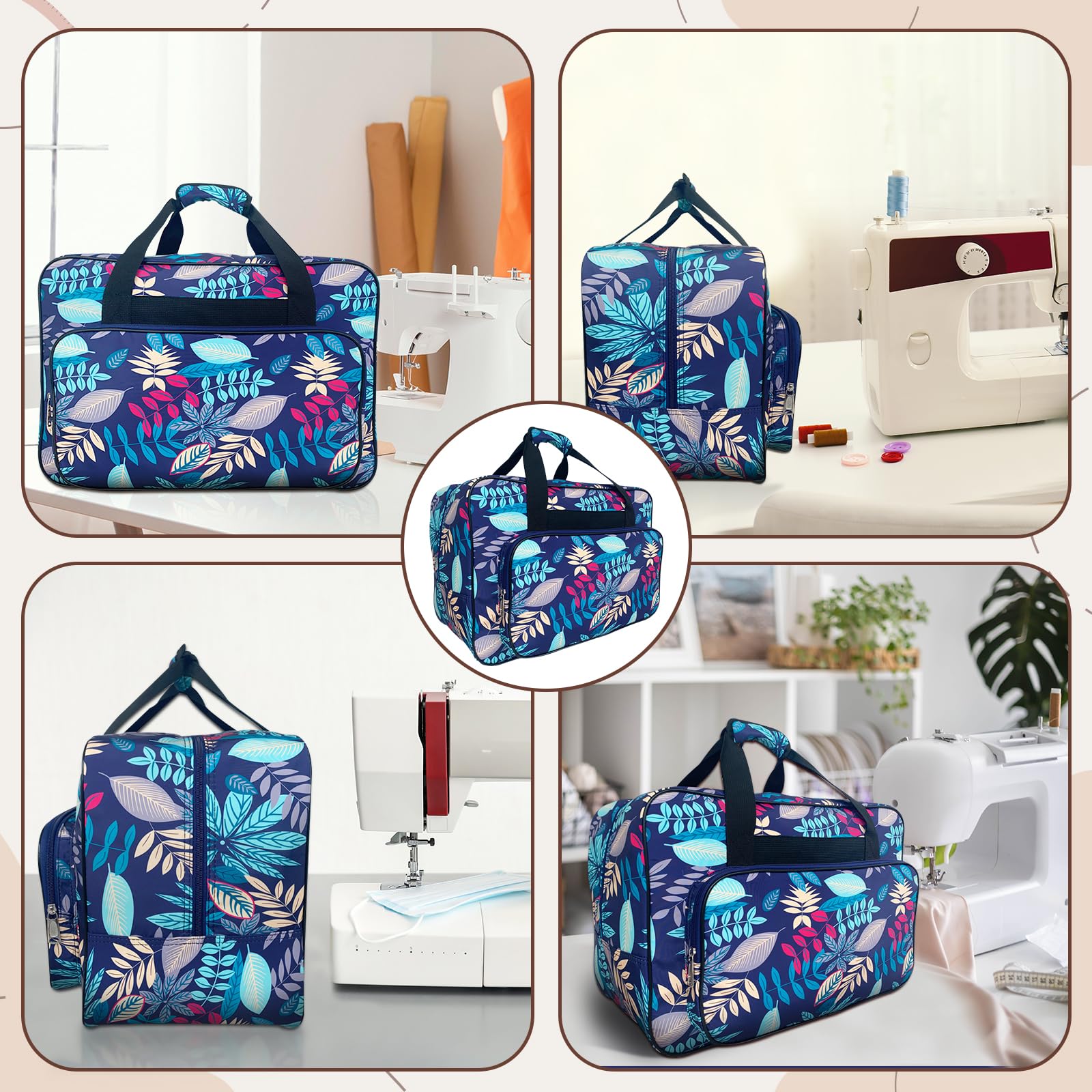 Allgemeine Nähmaschinentasche mit gepolstertem Tragegriff, praktische Nähaufbewahrungstasche, Reißverschluss, Nähmaschine Tasche, robuste Transporttasche für Outdoor, Sport, Einkaufen, Hellblau