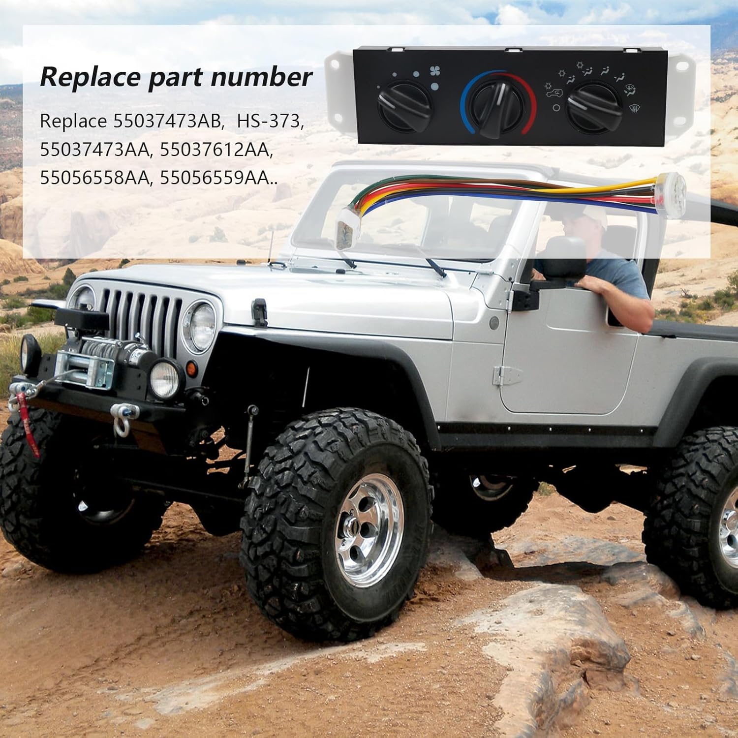 HVAC Climate Control Panel compatible with Jeep Wrangler 1999-2004 replace 55037473AB Heater Control Switch heater control panel