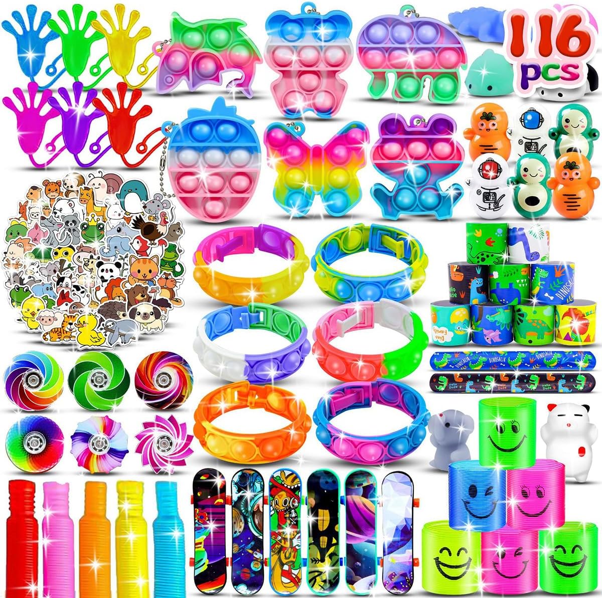 Fidget Items 116 Pack, Party Favors for Teens, Bulk Sensory Items Set Autism Autistic, Treasure Box Items for Classroom, Stocking Stuffers Goodie Bags, Birthday Gifts Prizes for Boys Girls