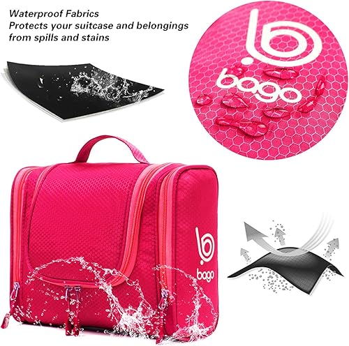 Miniatura 4 de Bolso para colgar para artículos de tocador, maquillaje y cosméticos, de viaje, para hombre y mujer, Rosado), ShowerBag-Pink