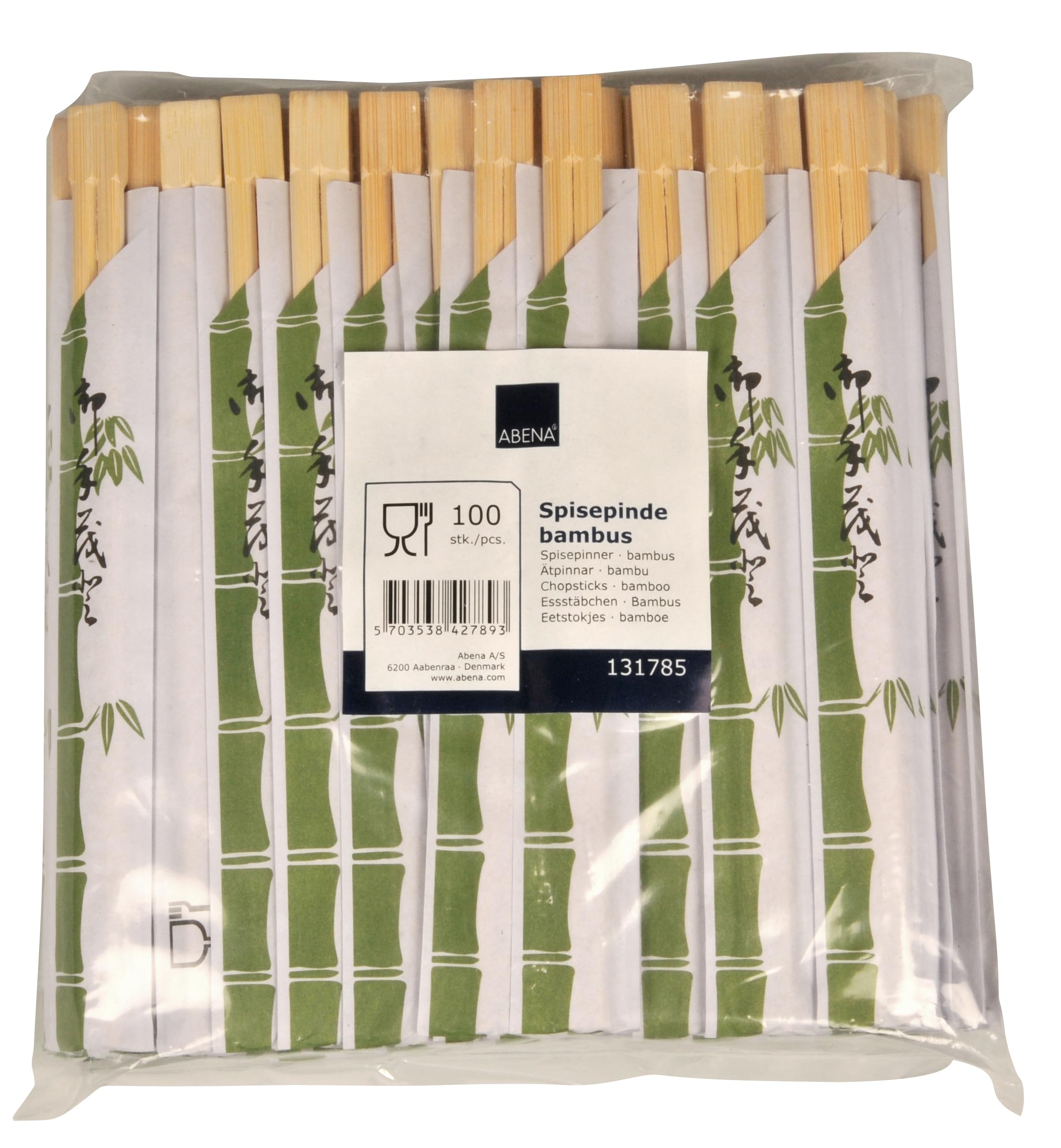 Abena Gastro Wooden Chopsticks | 100 Pairs | 21cm | Sustainable Bamboo | Disposable | for Sushi or Chinese Cuisine | Bulk Pack