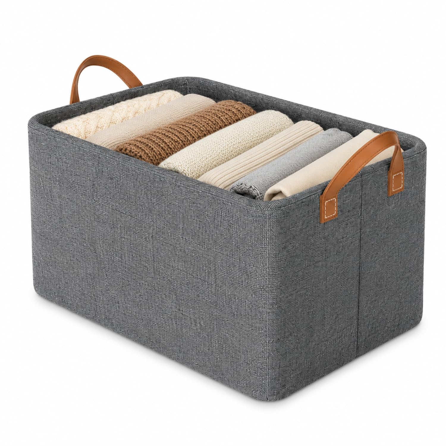 Caixa Organizadora Dobrável TNT com Alças Multiuso Cinza 47x28x20cm