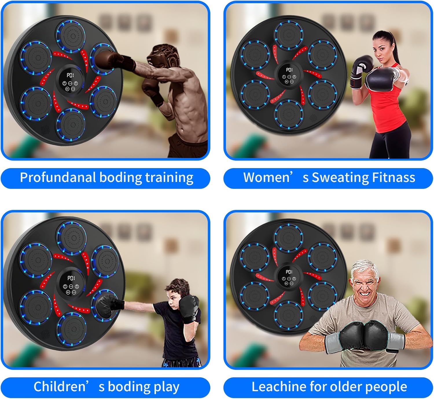 Music Boxing Machine for Adults Kids Large Size Interactive Punching Pad Trainer with Boxing Gloves Wall Mounted Electronic Musical Boxing Machine,9 Modes  9 Speeds