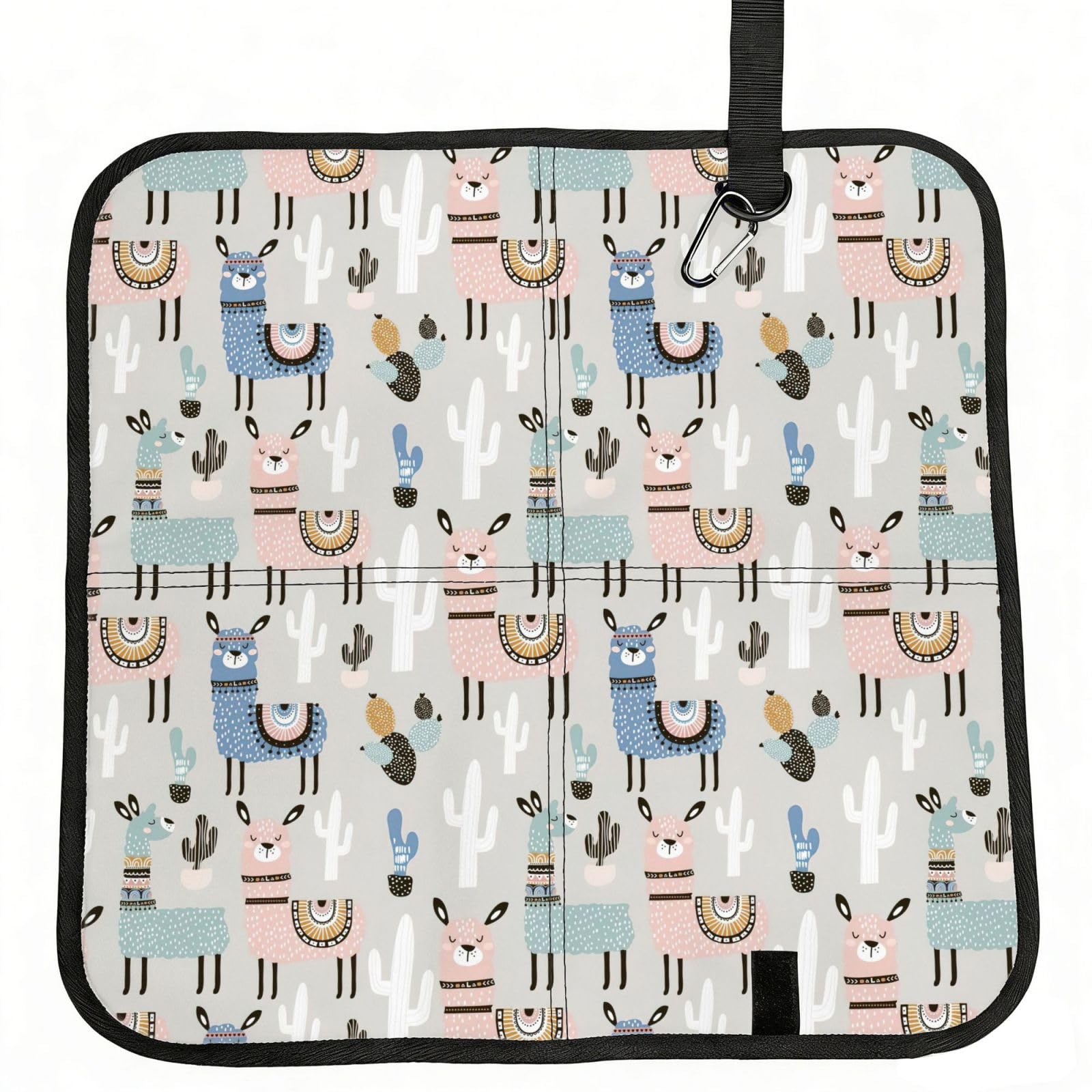 eeprty Llama Cactus Printed Portable Seat Cushion Strap, Foldable Pad for Stadium Bleachers Hiking Travel