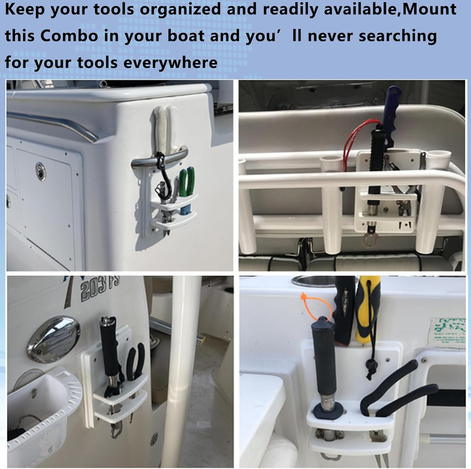 White Boat Knife Holder,Marine Plier Holder and Lure Holder (Horizontal Style)