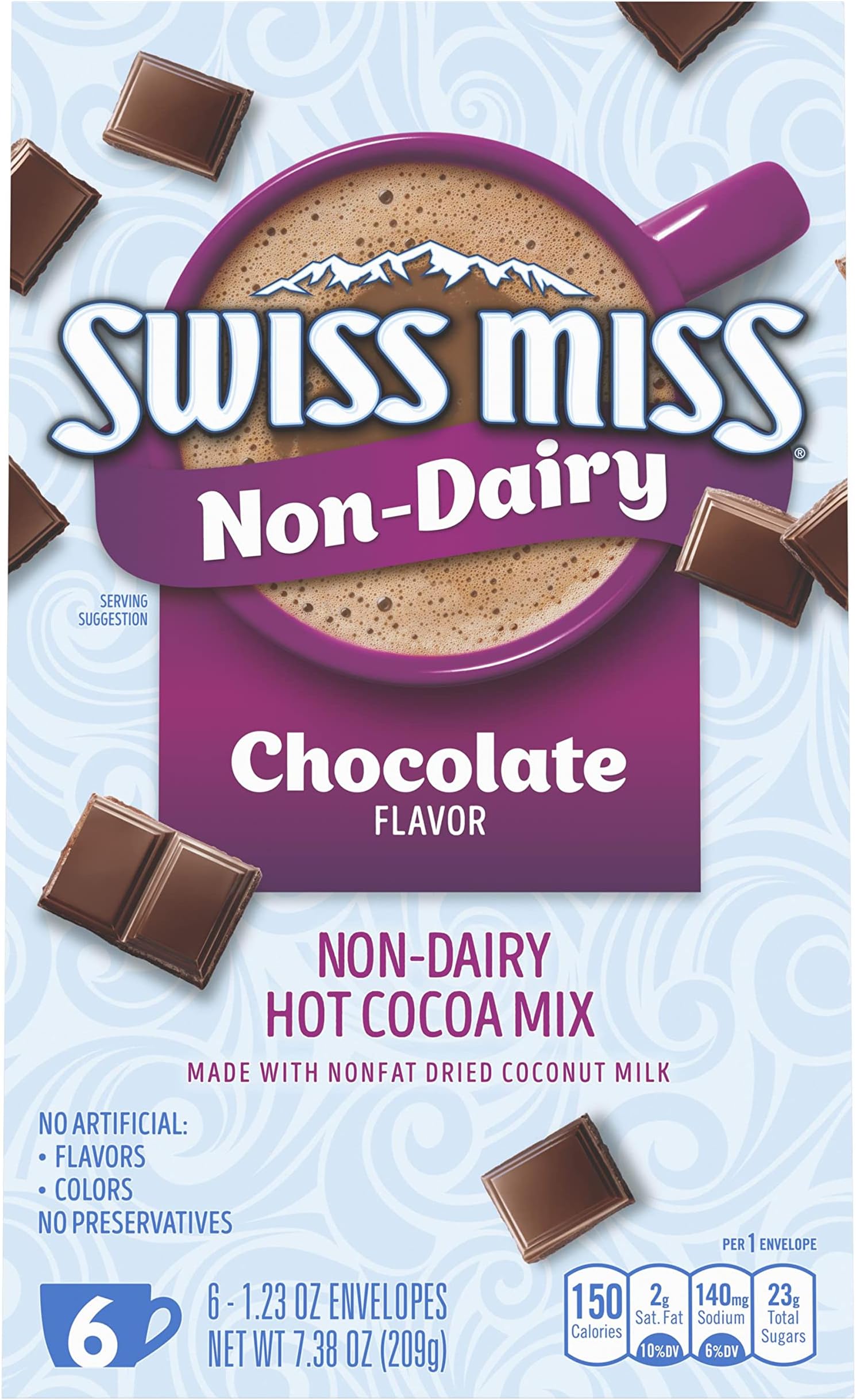 Swiss Miss Non-Dairy Chocolate Flavored Hot Cocoa Mix, 1.23 oz 6 ct