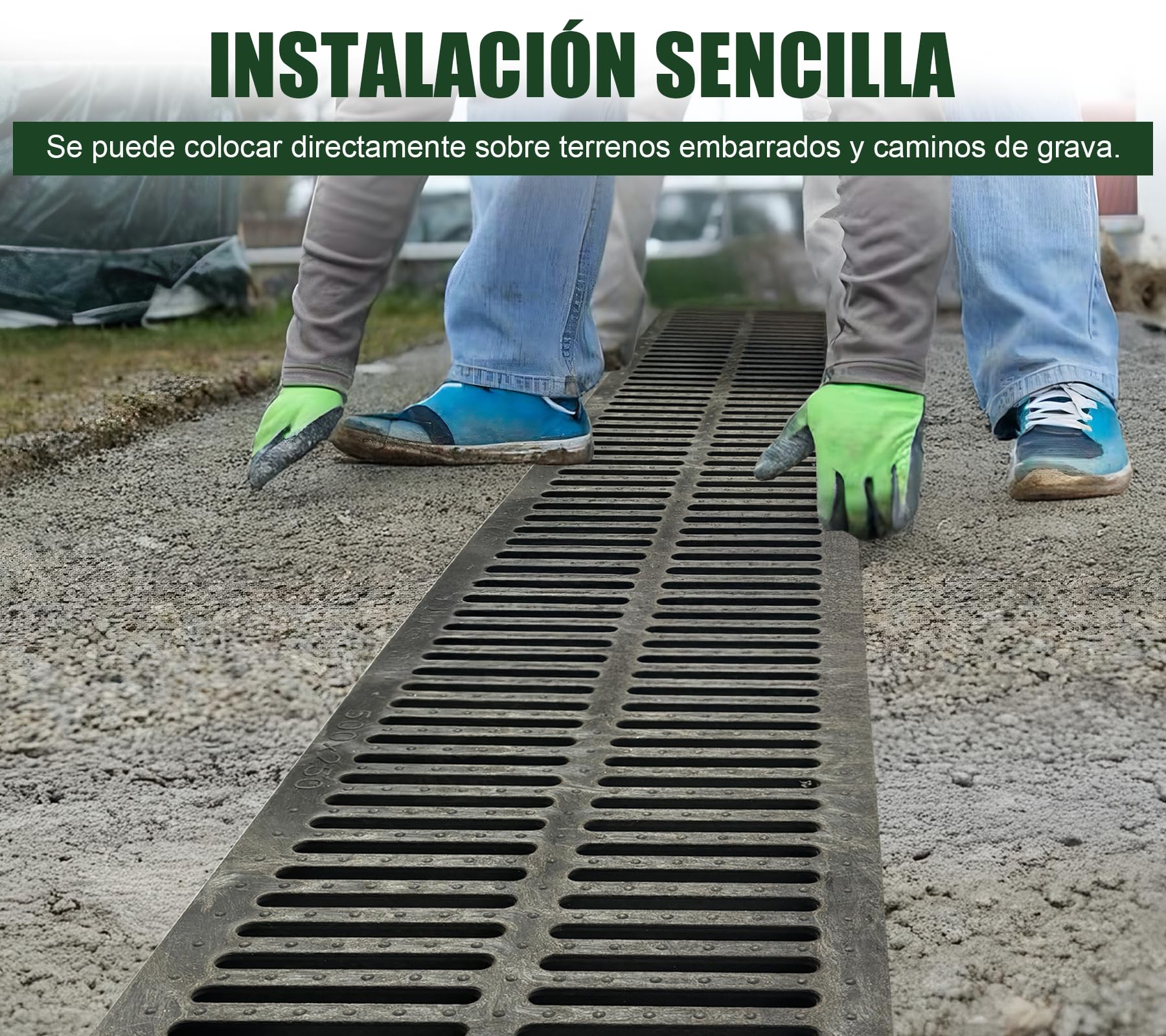 Rejilla de Drenaje de 6 Piezas, 500 x 250 mm, Cubierta para el huerto, Rejilla de Drenaje de plástico polimérico, Cubierta de Drenaje para Jardines, Zonas Verdes, Granjas, etc.