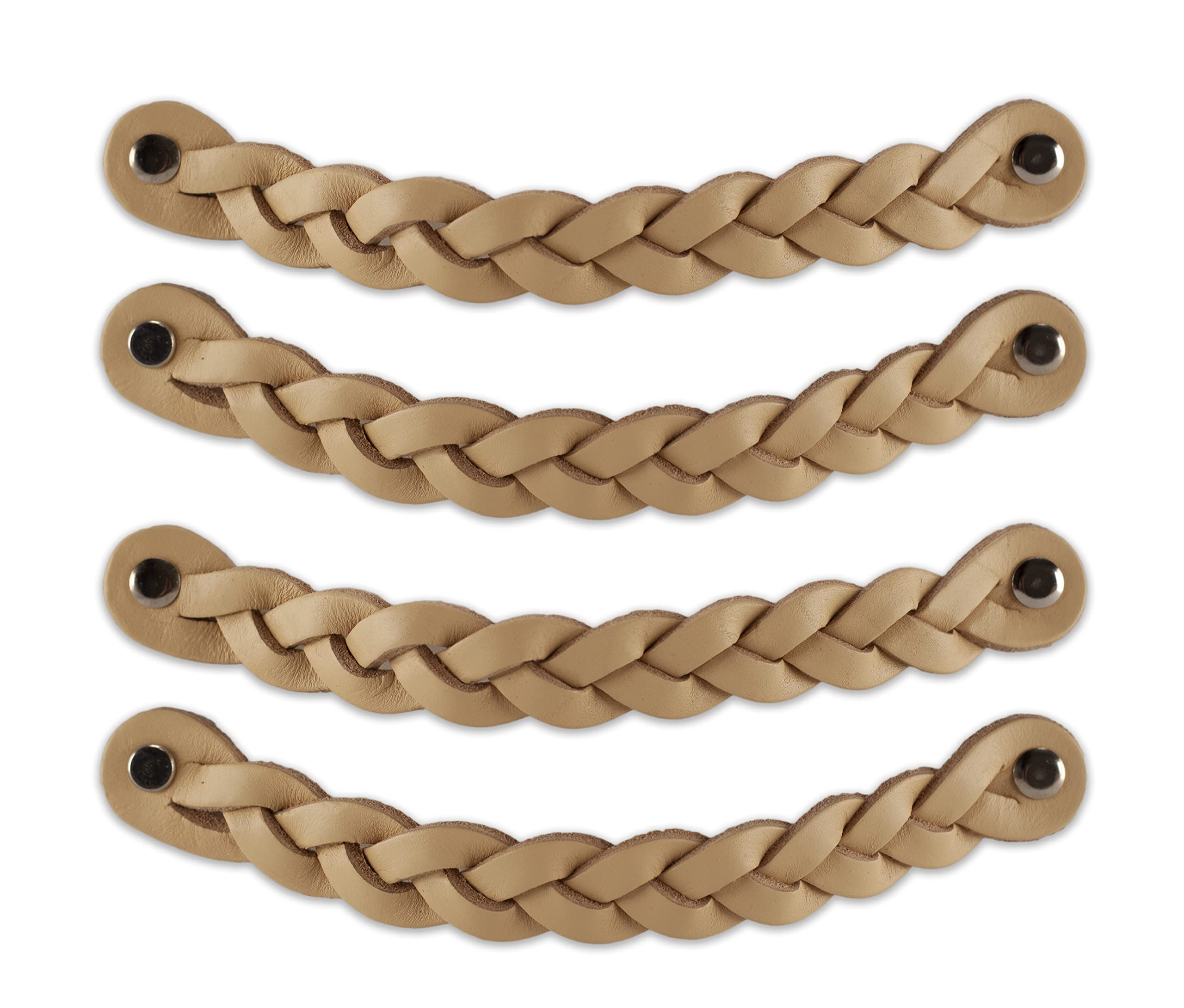 Brute Strength Braided Leather Handles 20 x 2,5 cm Natural Pack of 4