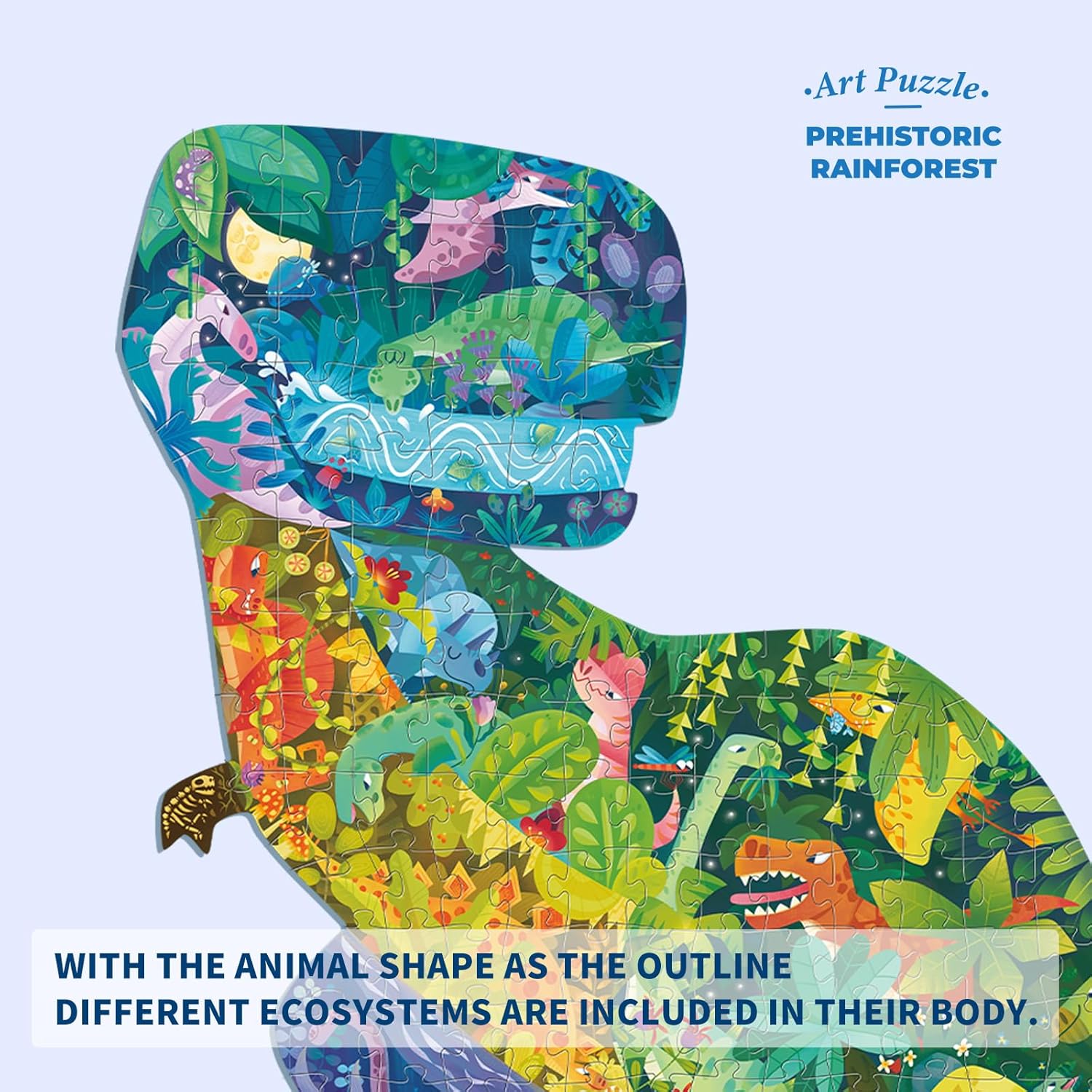 TOI Dinosaur Floor Puzzles for Kids Aged 6-8, 158 Pieces Animal Shaped Jigsaw Puzzles, Preschool Dinosaur Puzzle for Boys and Girls Educational Toy