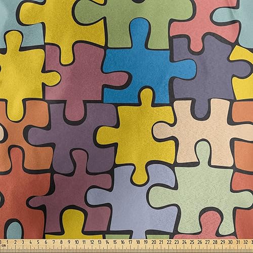 Vista 823 de Lunarable The Yard, tela azul real de The Yard, patrón de cerámica inspirado en el Medio Oriente estilo marroquí, estampado oriental, tela de satén