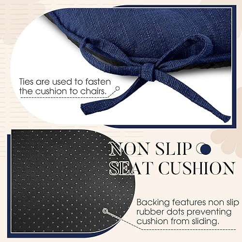 Vista 54 de Basic Beyond Paquete de 4 cojines para sillas de comedor, cojines para sillas de comedor con lazos y respaldo antideslizante, 15.5 x 15.5 pulgadas