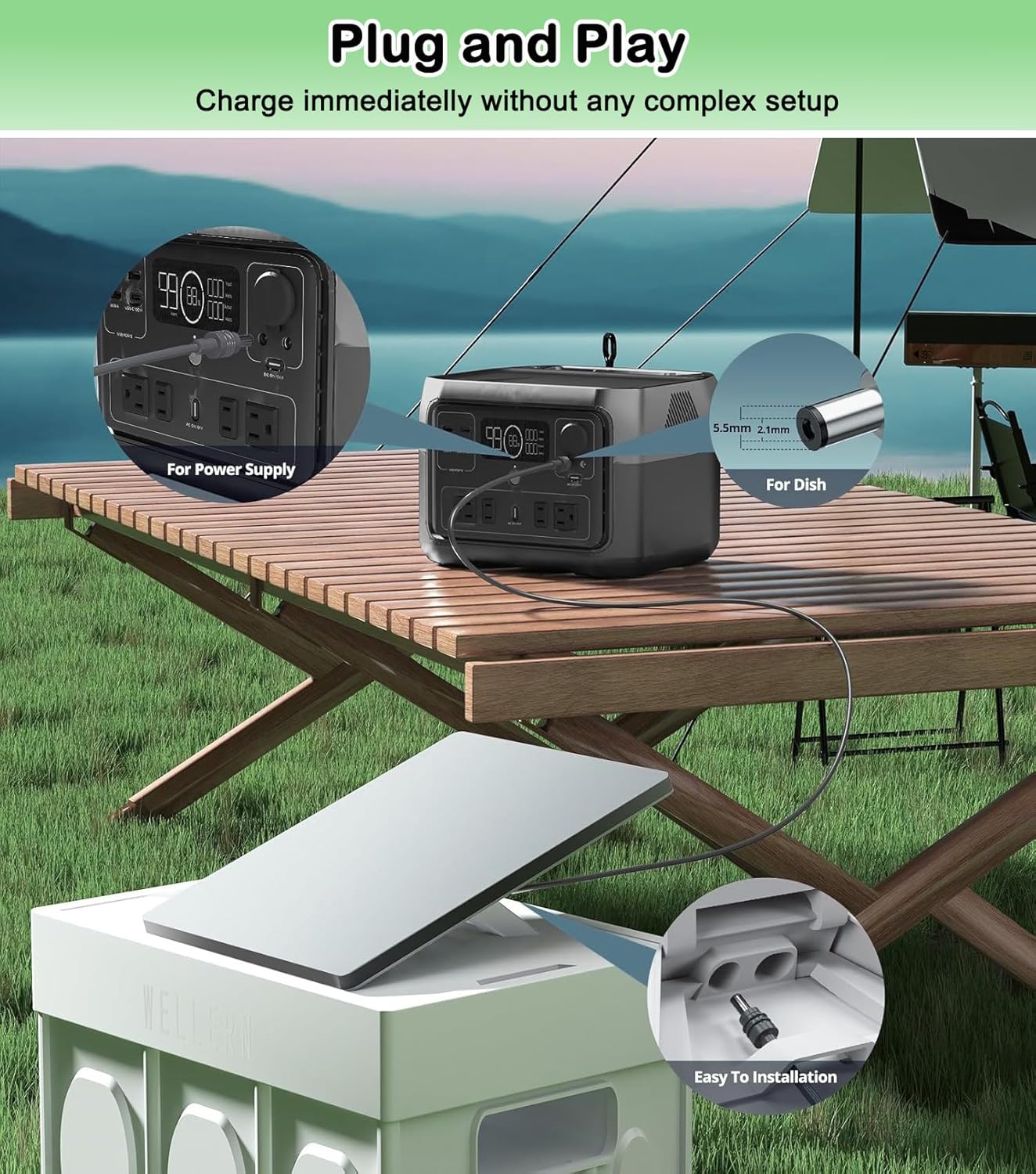 Starlink Mini Cable 16.4FT/5M, 18AWG Waterproof Starlink Mini DC Power Cable, 5521 DC Power Supply Cord Outdoor - Image 4