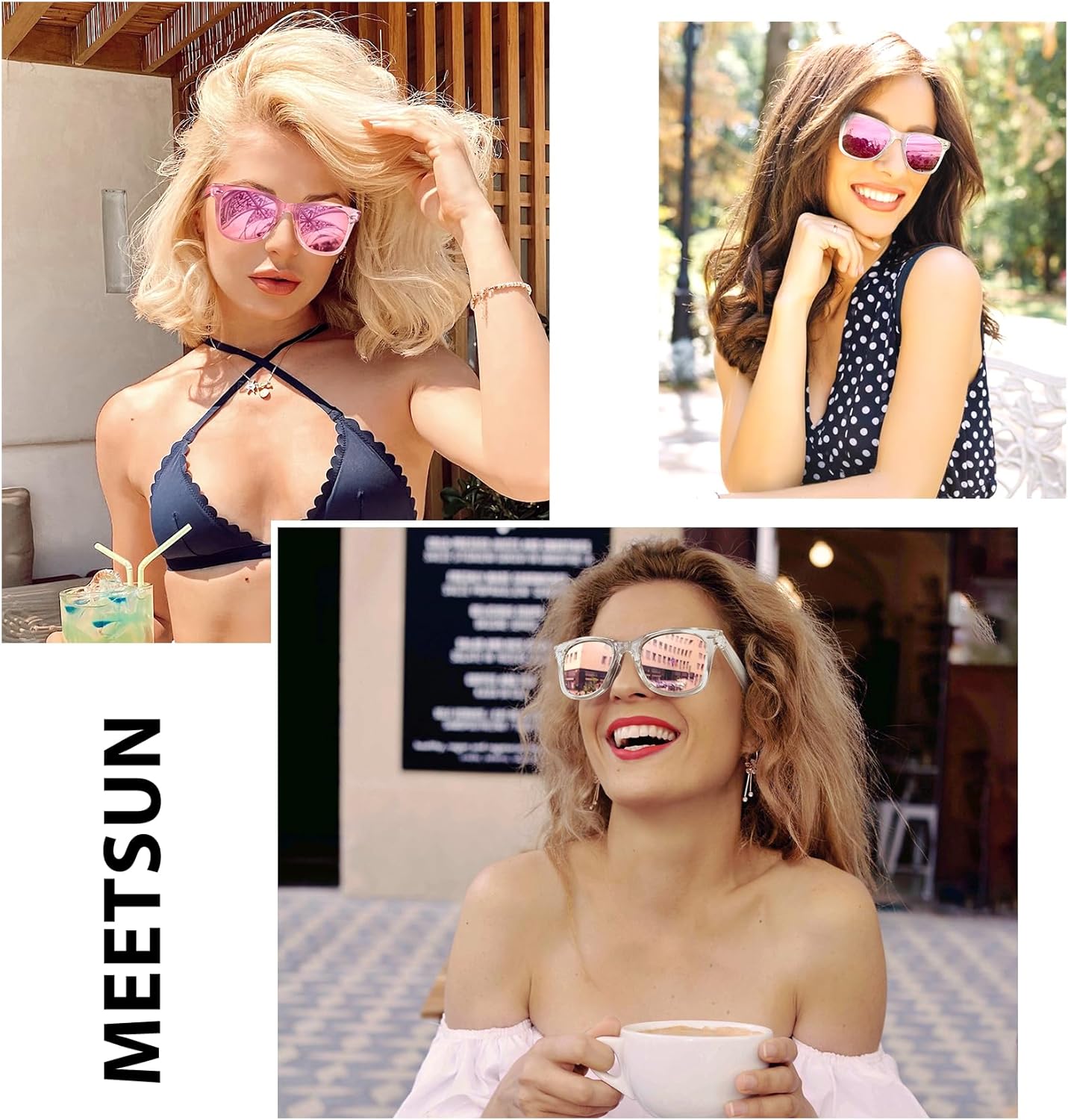 MEETSUN Retro Polarized Sunglasses for Women Men Classic Mirror Lens Driving Trendy Sun Glasses UV Protection (3 Pack) - Image 2