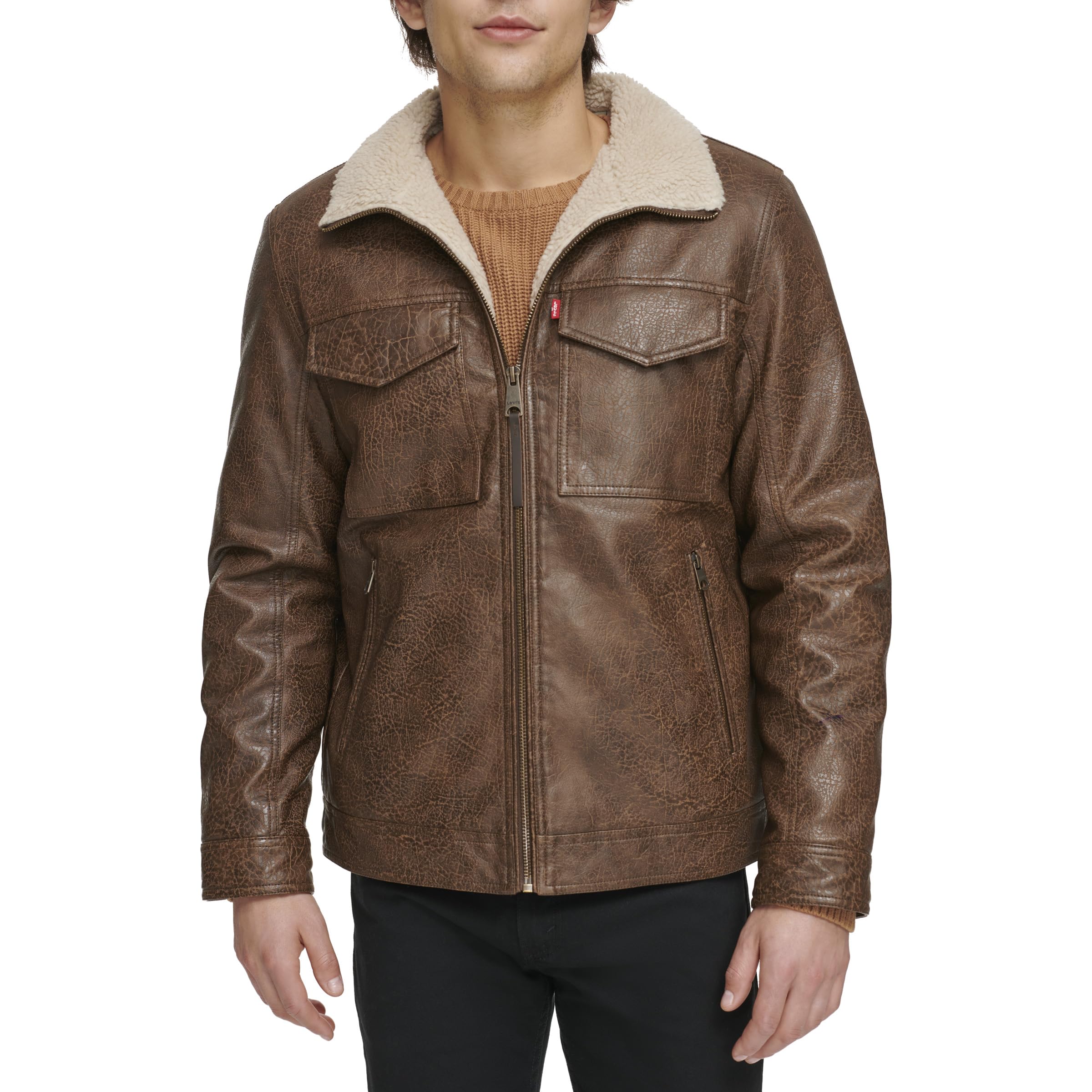 Levi's Herren Men's Faux Leather 2-Pocket Sherpa Lined Jacket