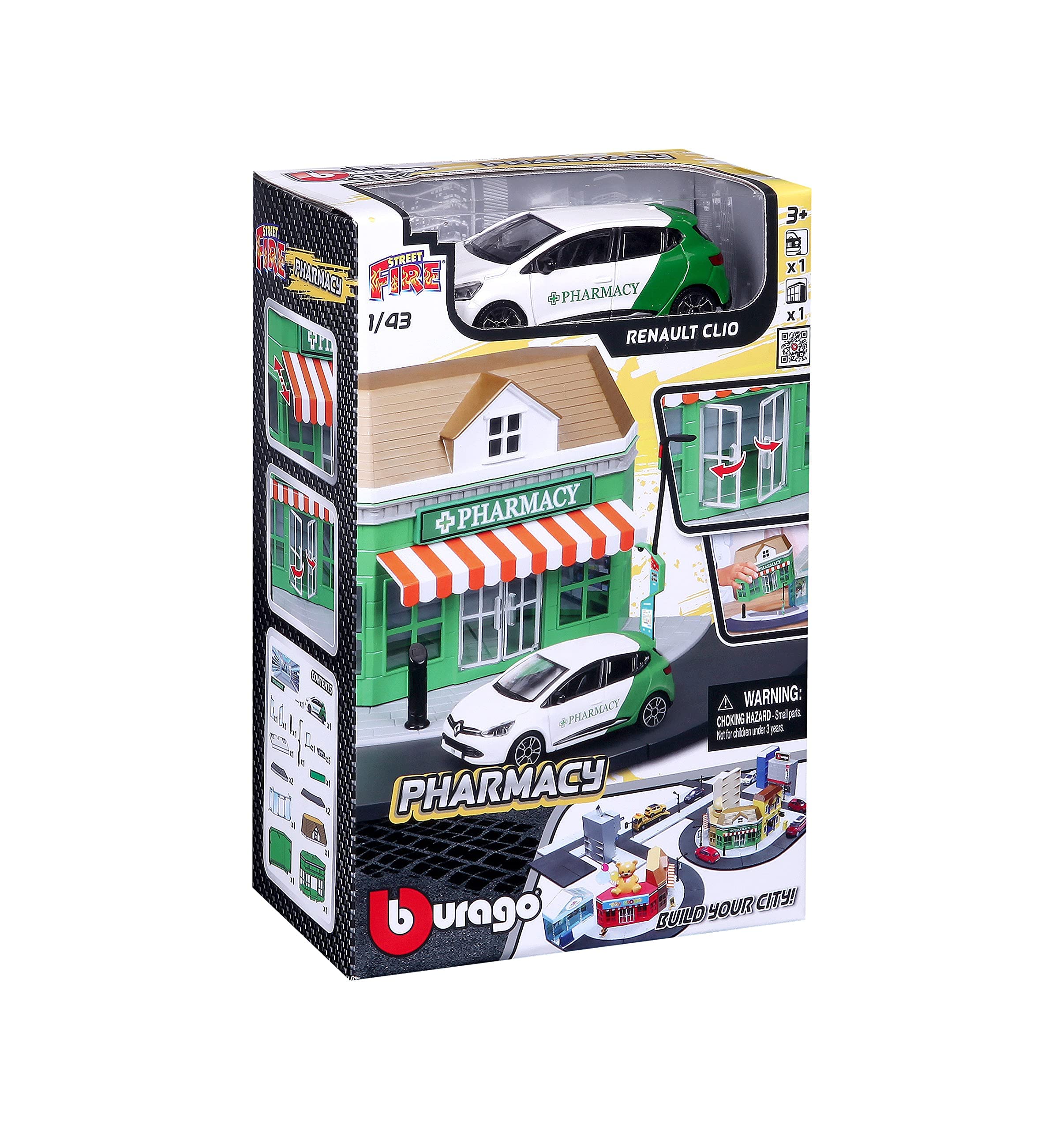 Voiture Miniature BURAGO 1:43 - RENAULT CLIO Rouge - Neuve En Boîte
