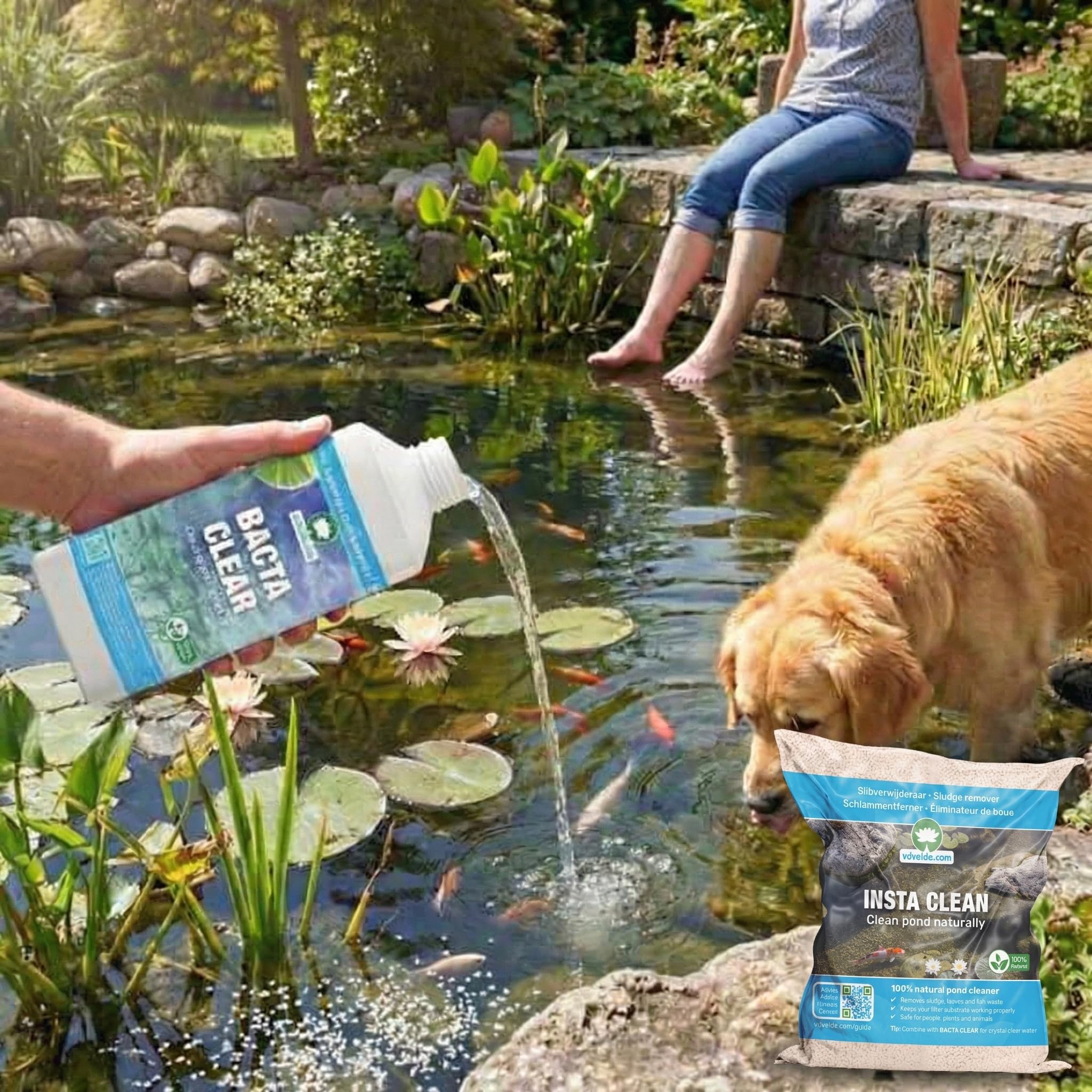 vdvelde․com - Pond Care Set de Tratamiento para Estanque, Paquete Completo con Bacterias y Eliminador de Lodo, Favorece el Equilibrio del Agua y Reducción de Lodo, para Estanques 1.000-20.000L