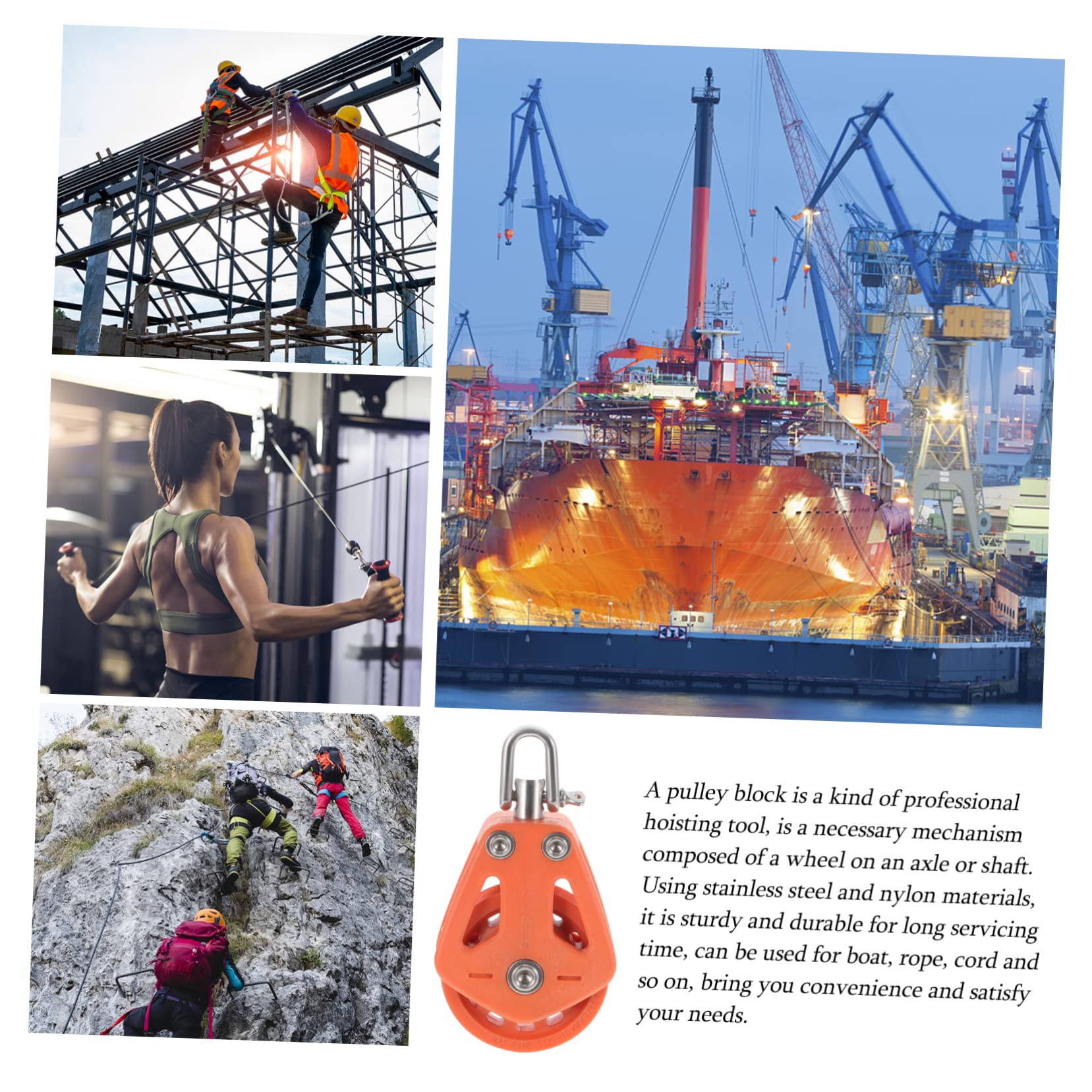 BCOATH Single Sailing Pulley Block Nylon Roller Marine Grade Yacht Rigging Sailboat Lifting Tool