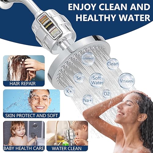 Miniatura 3 de Cartucho de repuesto de filtro de ducha de 20 etapas, cartucho de filtro de agua para agua dura, cloro, metales pesados, suavizante de agua de ducha