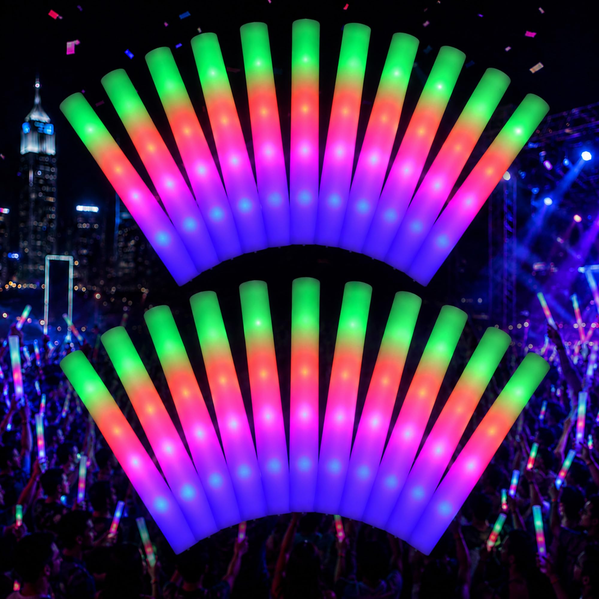 50 Pezzi Bastoncini Luminosi LED in Schiuma Lampeggianti 3 Modalità Colore Tubi Luminosi per Matrimonio e Neon Party Gadget Articoli per Feste Compleanno Concerto Halloween Natale