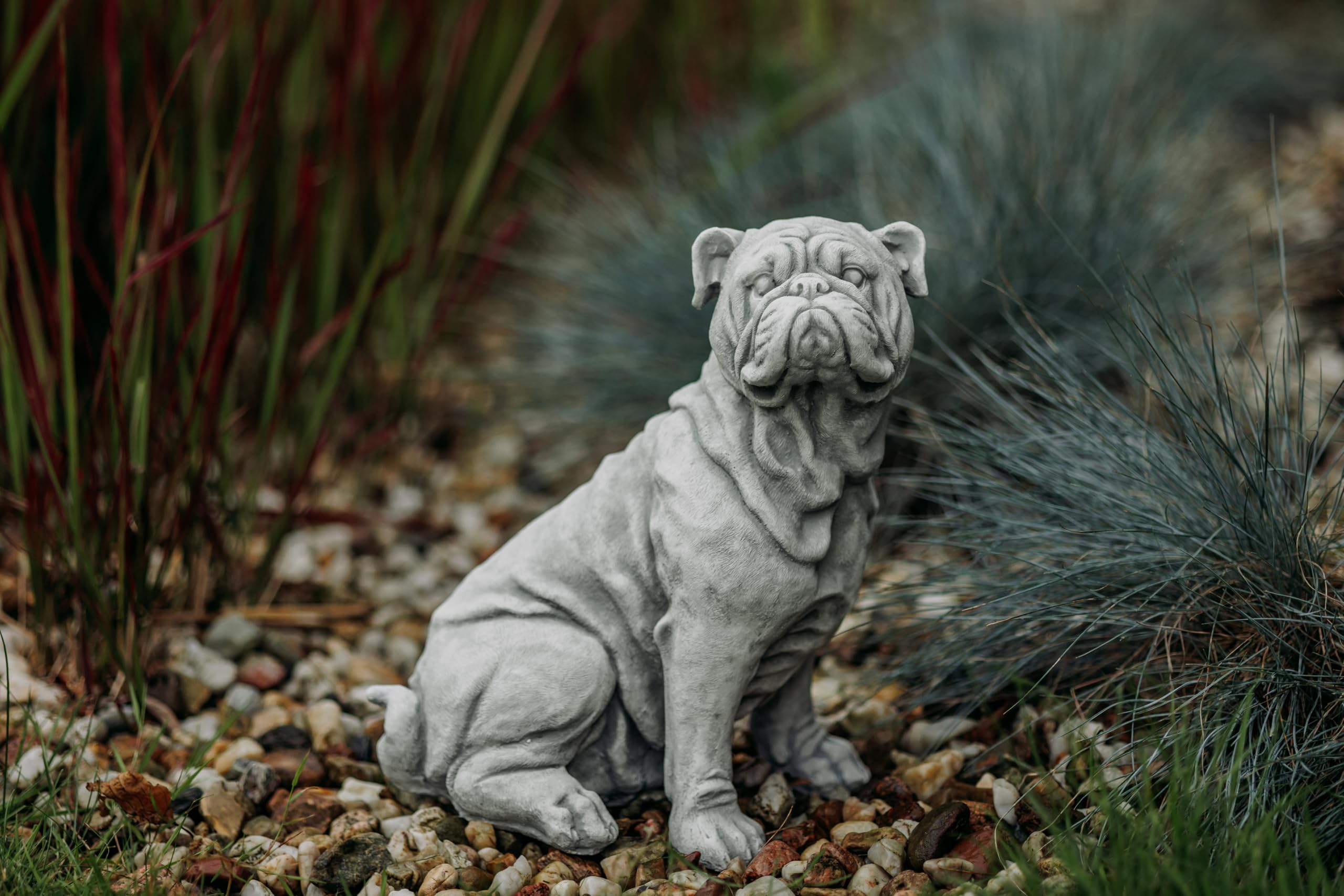 gartendekoparadies.de Bulldog inglese pietra pietra H 32 cm 10 kg grigio antigelo in gres per esterni