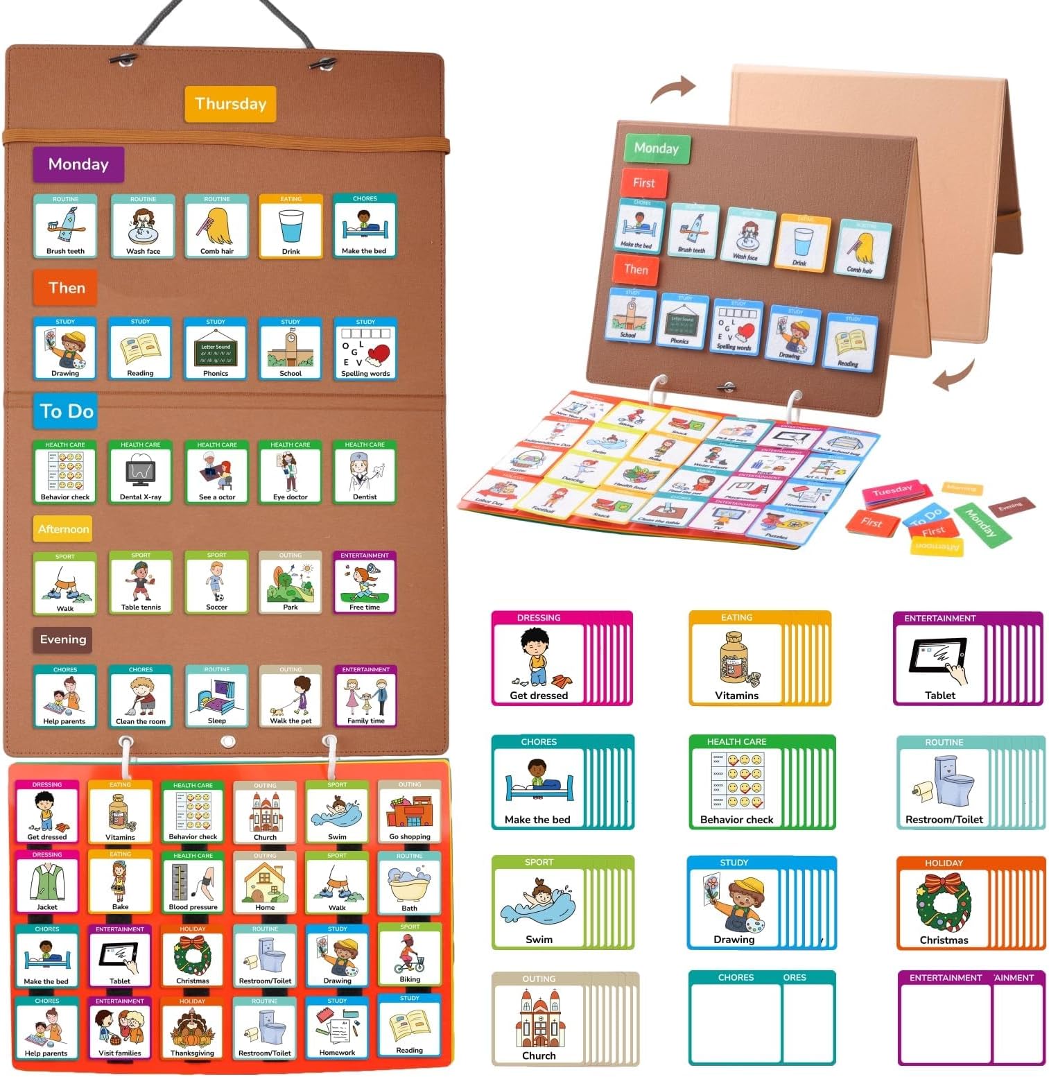 Amazon.com: Visual Schedule for Kids Chore Chart, Schedule Board ...